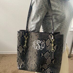 Kate Landry Snakeskin Python Grey Black Tote Bag